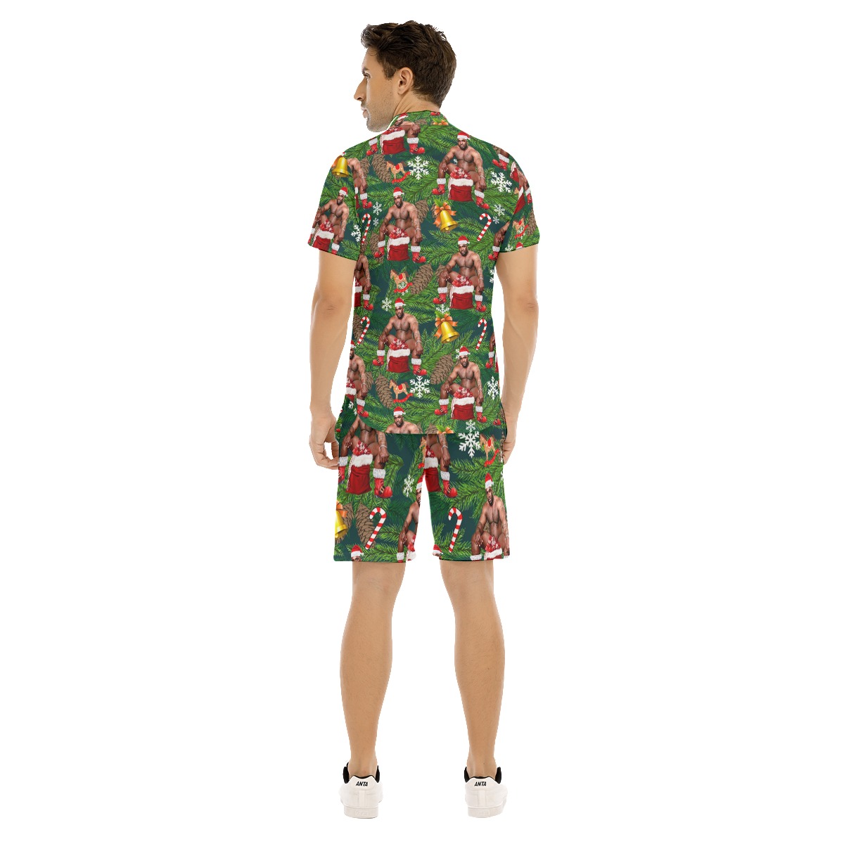Men's Barry Wood Christmas Hawaiian Shirt And Shorts Set