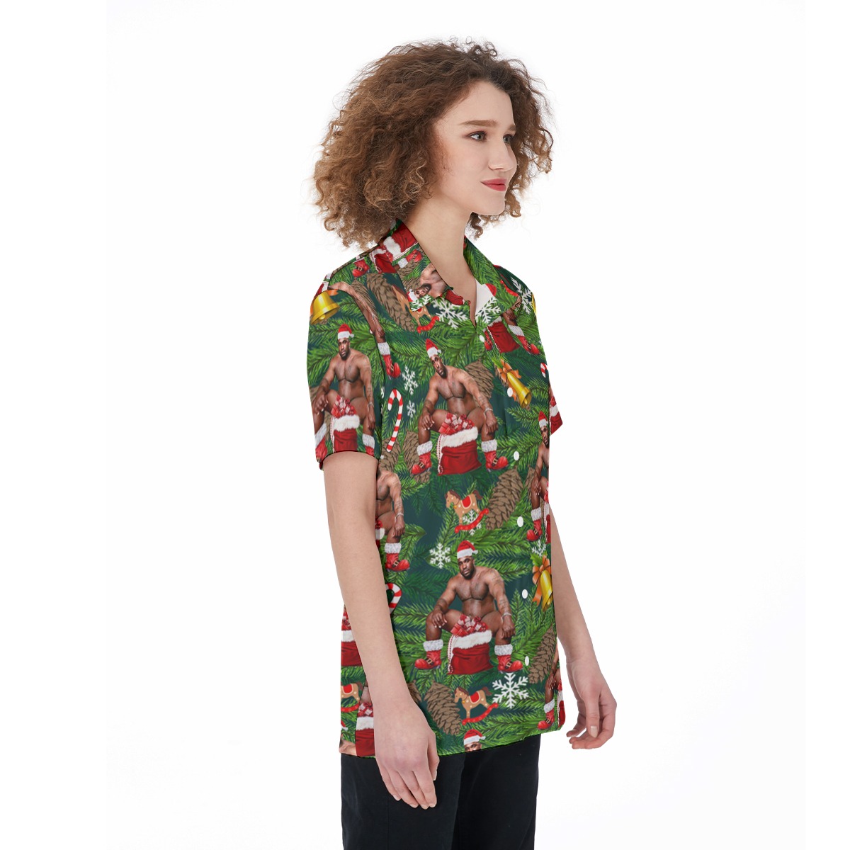 Barry Wood Christmas Button Shirt For Women