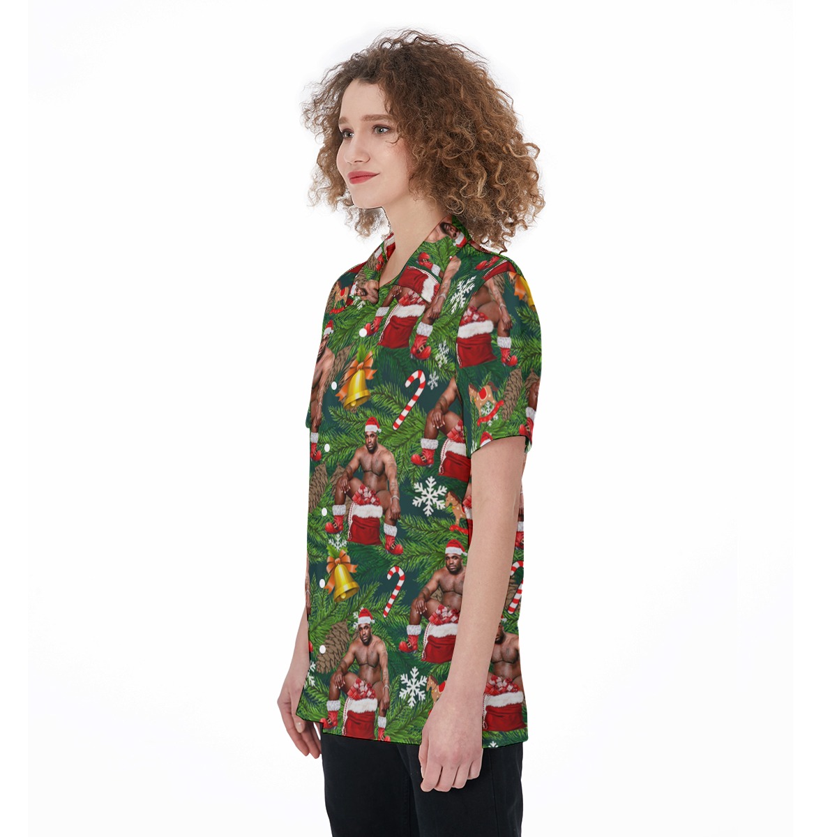 Barry Wood Christmas Button Shirt For Women