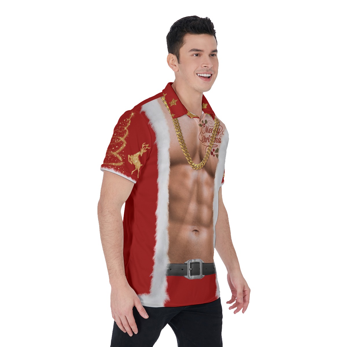 Funny Santa Claus Costume Hawaiian Polo Shirt For Men