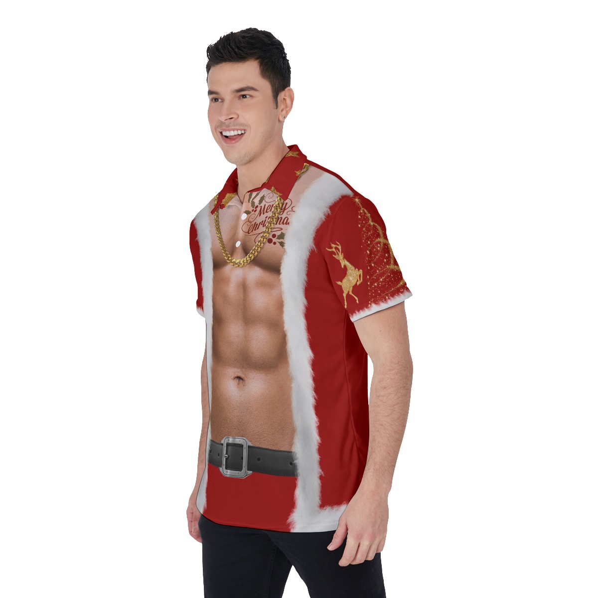Funny Santa Claus Costume Hawaiian Polo Shirt For Men