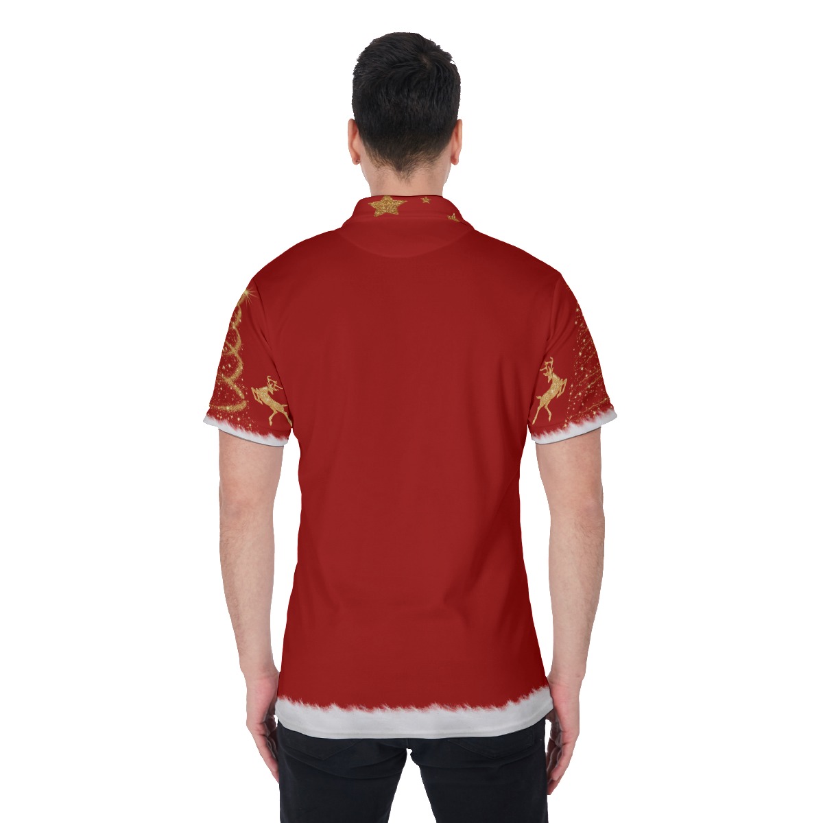 Santa Outfit Printed Christmas Hawaiian Polo Shirt For Men