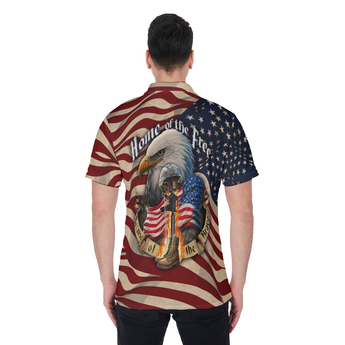 Patriotic American Eagle Hawaiian Polo Shirt For Men