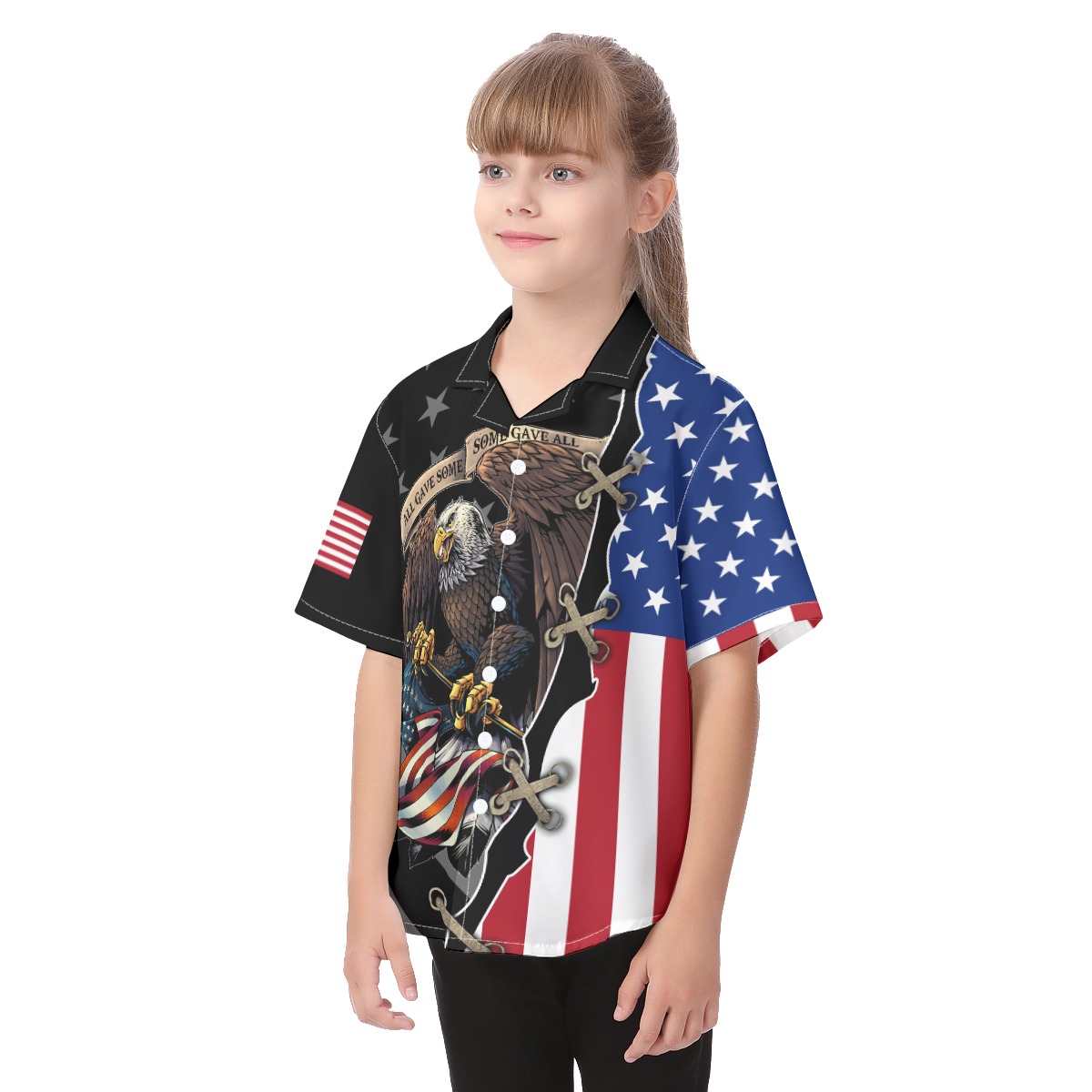 American Flag Eagle Patriotic Hawaiian Shirt For Kids