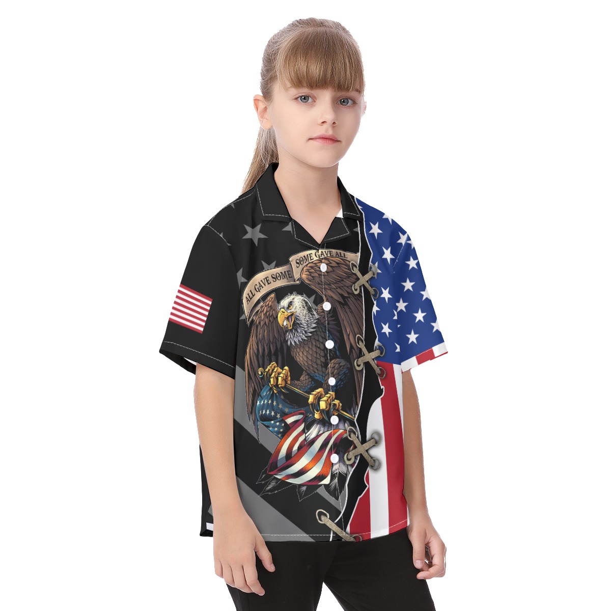 American Flag Eagle Patriotic Hawaiian Shirt For Kids