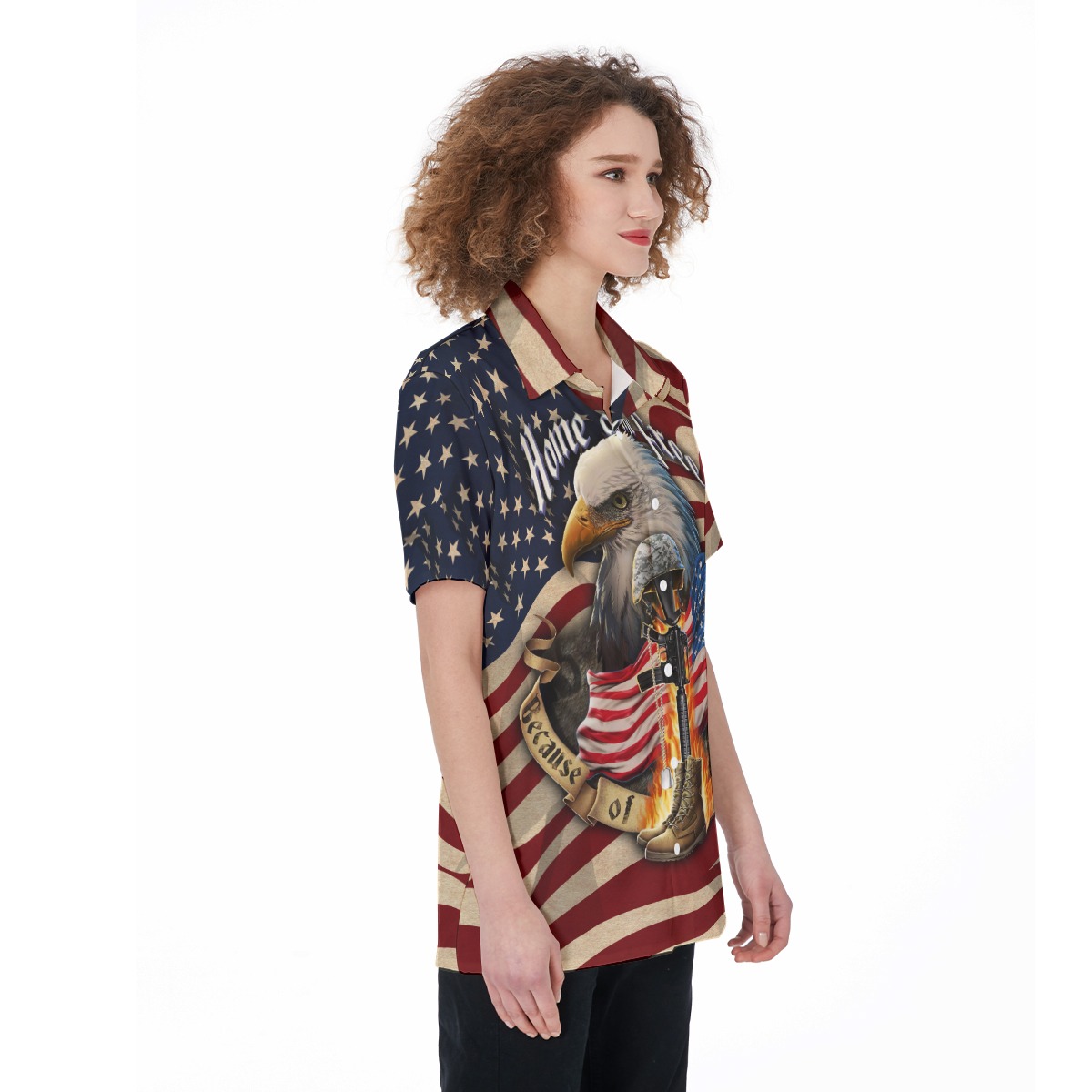 Patriotic American Eagle Hawaiian Shirt For Women