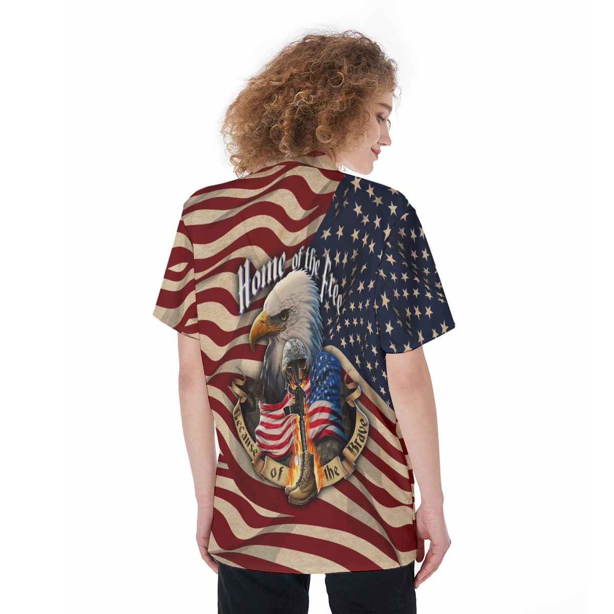 Patriotic American Eagle Hawaiian Shirt For Women