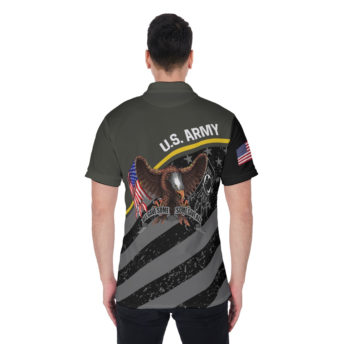 American Army Patriotic Hawaiian Polo Shirt