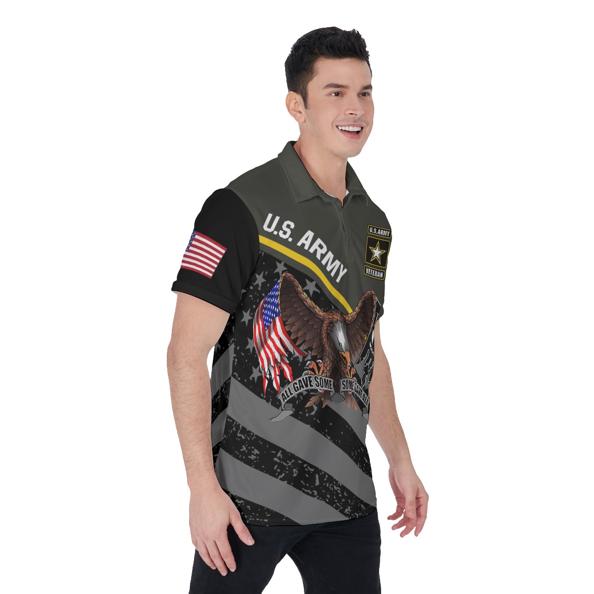 American Army Patriotic Hawaiian Polo Shirt