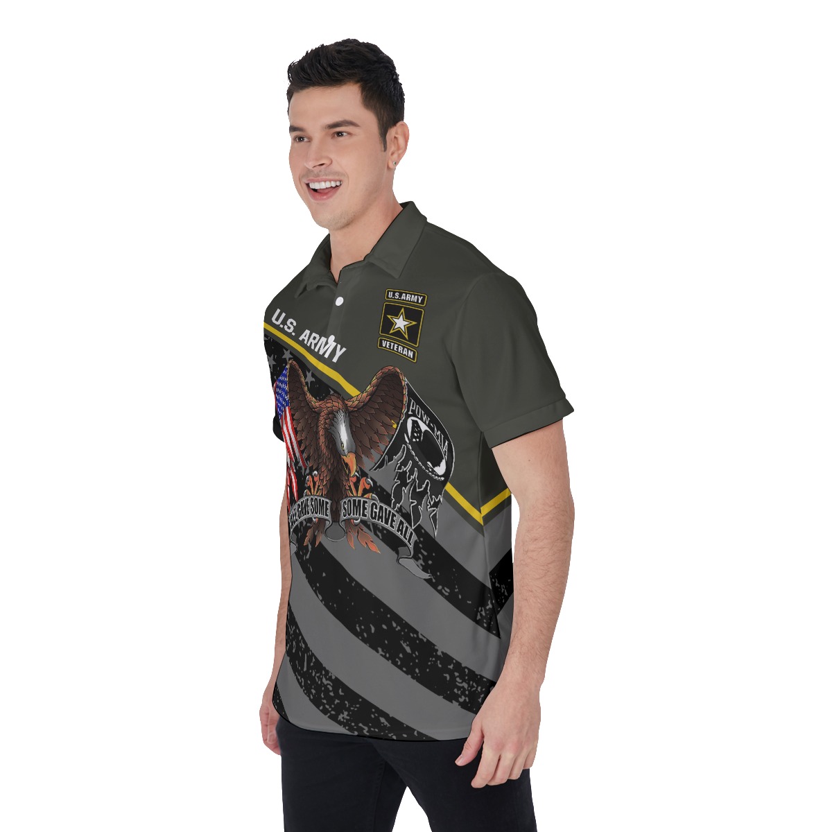 American Army Patriotic Hawaiian Polo Shirt