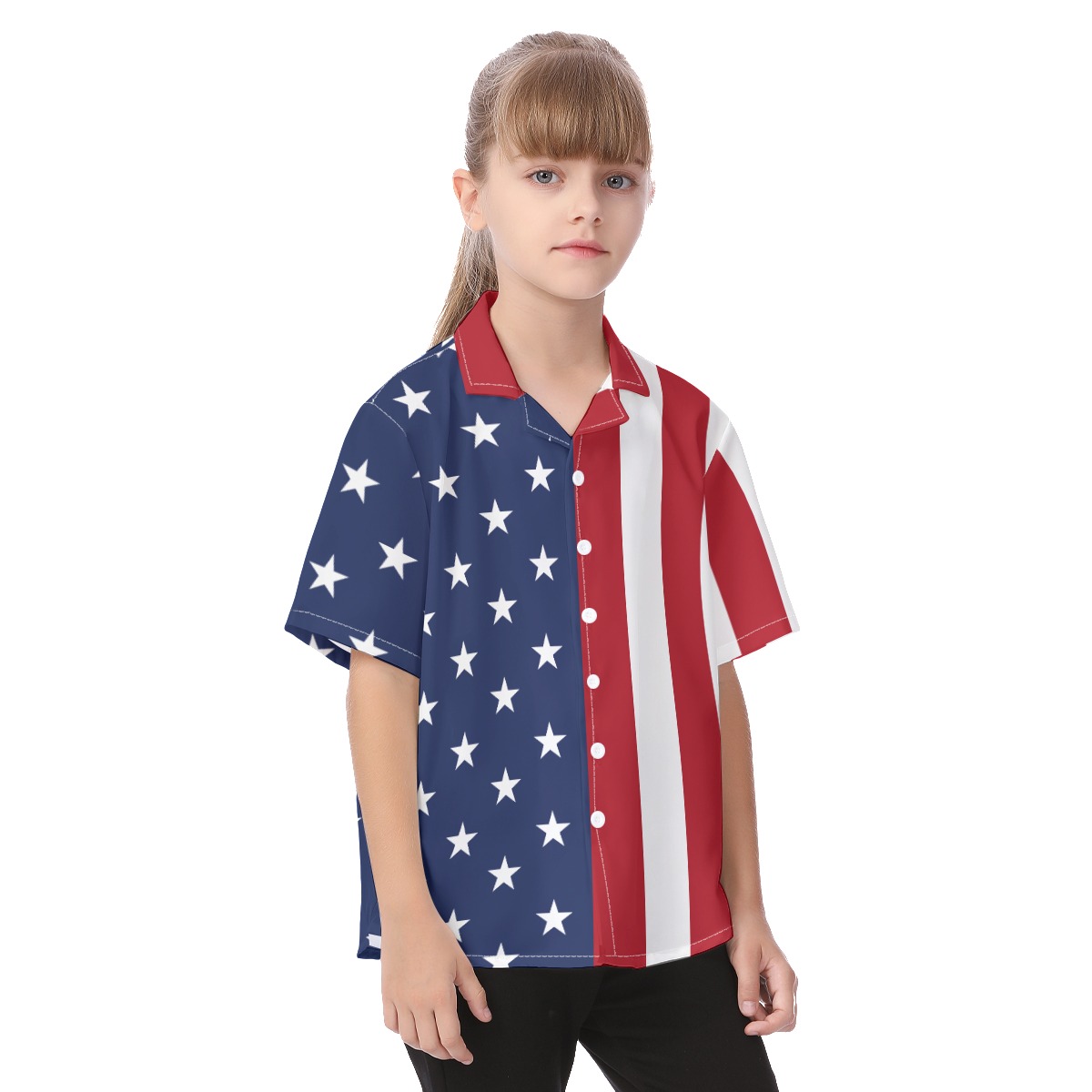 Cute American Flag Hawaiian Shirt For Kids