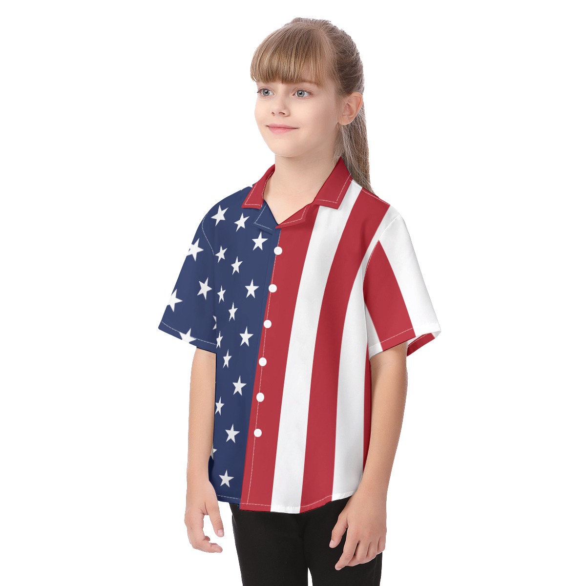 Cute American Flag Hawaiian Shirt For Kids