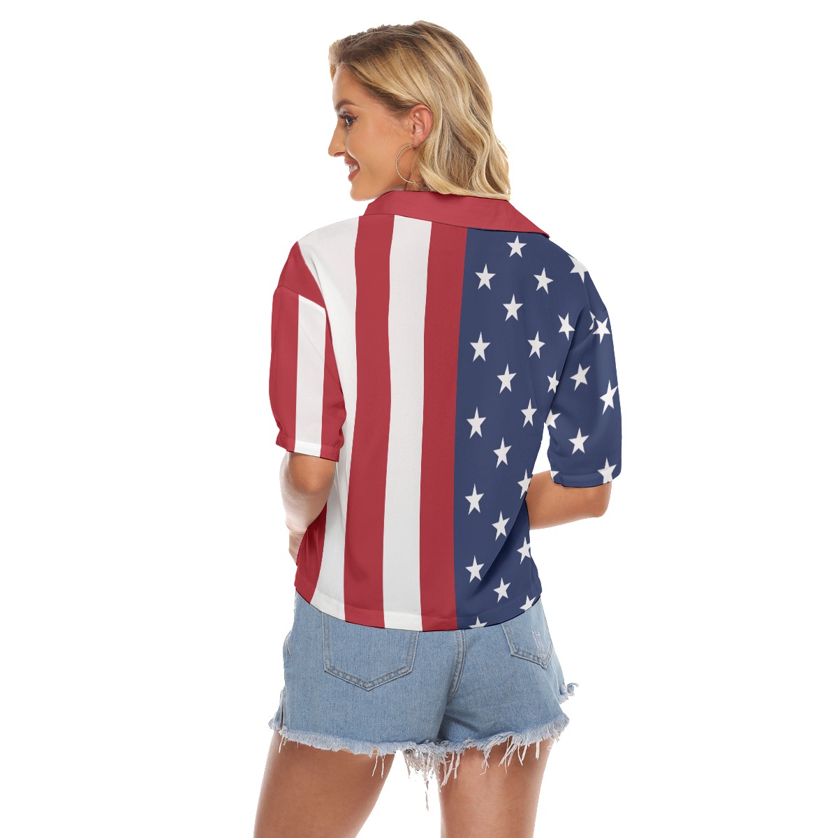 American Flag Hawaiian Women's Crop Top Shirt