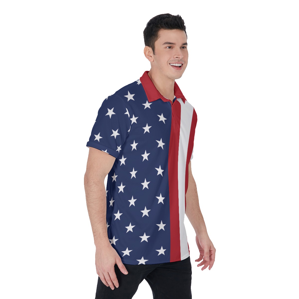 American Flag Funny Hawaiian Polo Shirt For Men