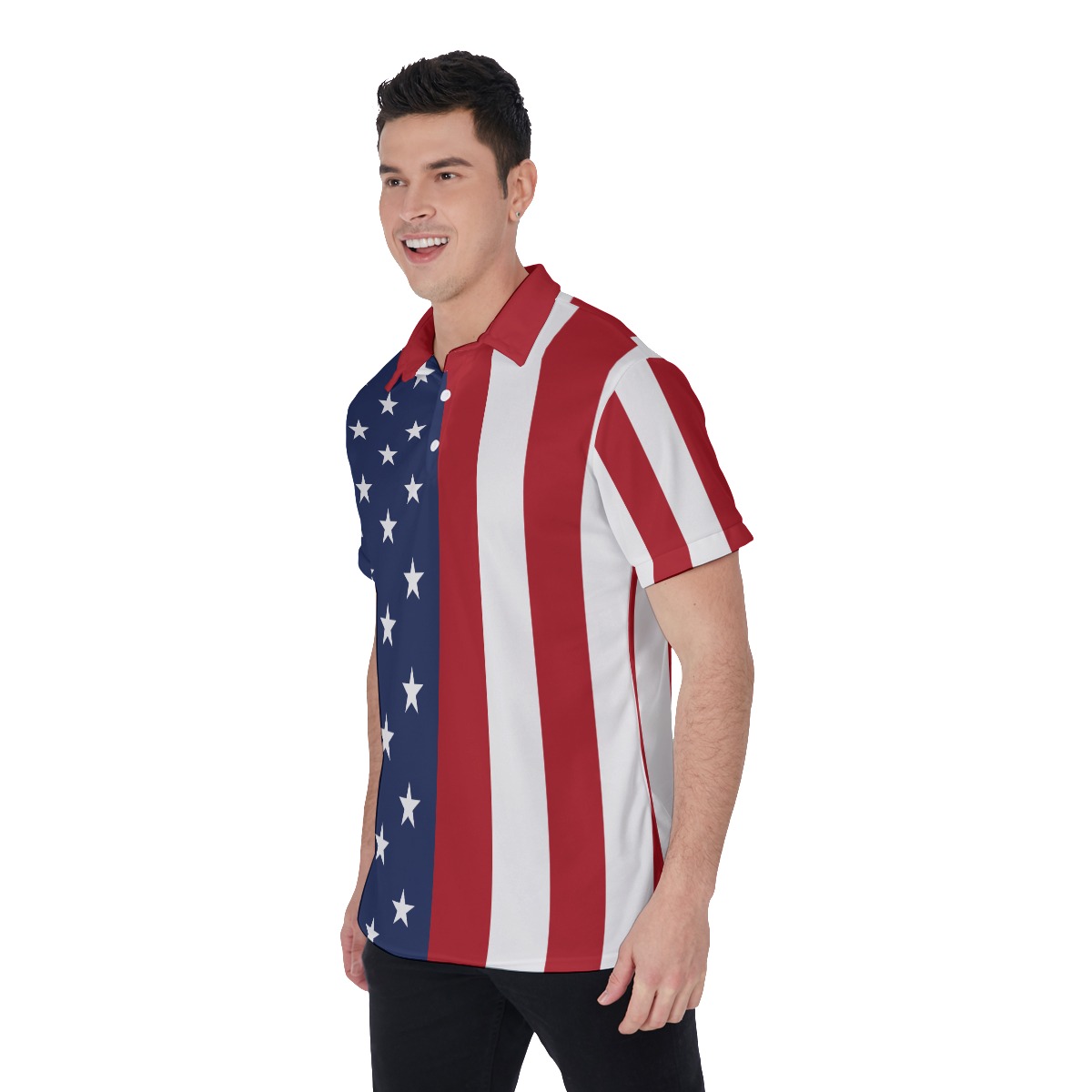 American Flag Funny Hawaiian Polo Shirt For Men