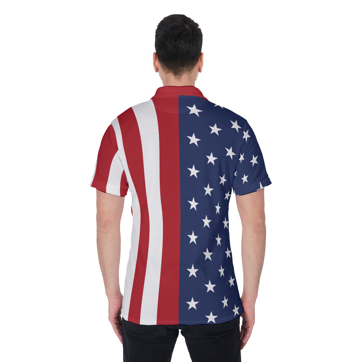 American Flag Funny Hawaiian Polo Shirt For Men