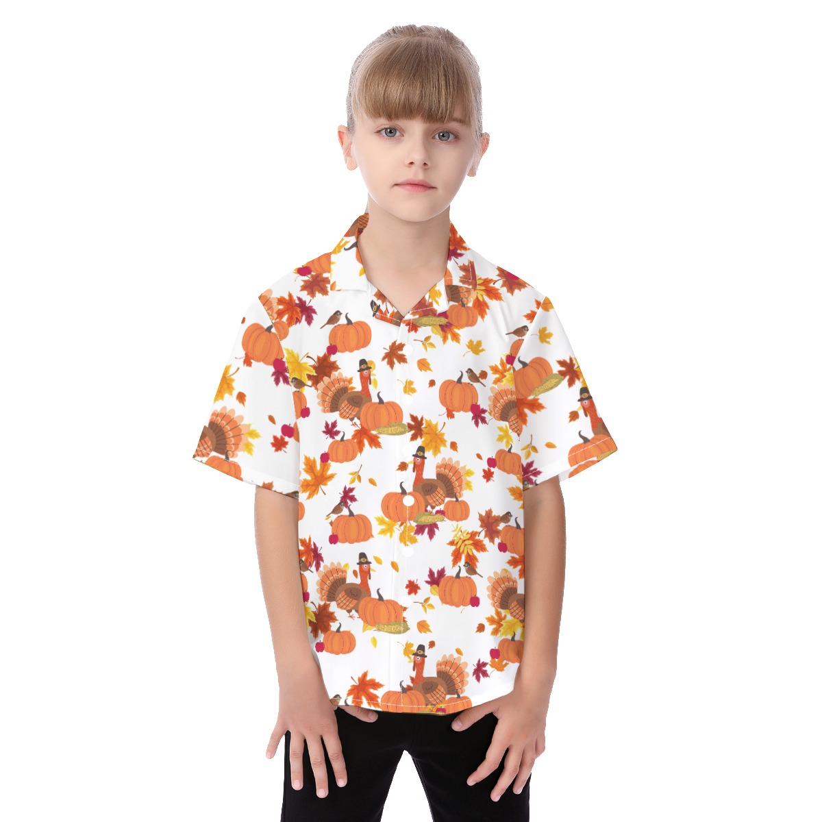 Cute Turkey Thanksgiving Hawaiian Shirt For Kids - variant image 1