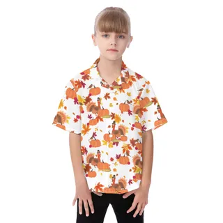 Cute Turkey Thanksgiving Hawaiian Shirt For Kids