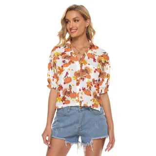 Thanksgiving Turkey Aloha Crop Top Shirt