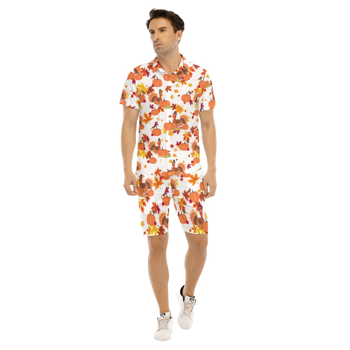 Set Turkey Thanksgiving Hawaiian Shirt And Shorts For Men - variant image 1