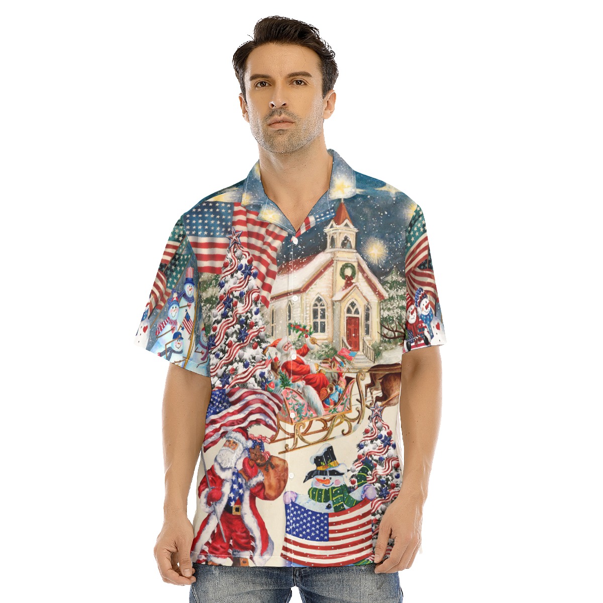 Santa Claus Patriotic Christmas Hawaiian Shirt - variant image 1