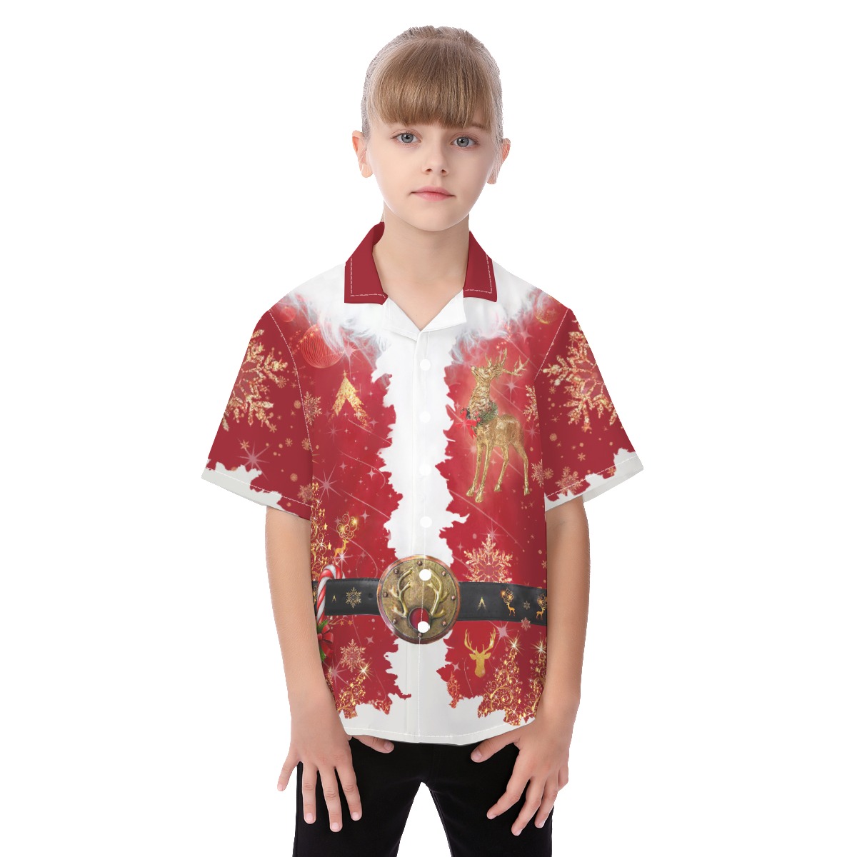 Cute Santa Claus Costume Christmas Hawaiian Shirt For Kids - variant image 1