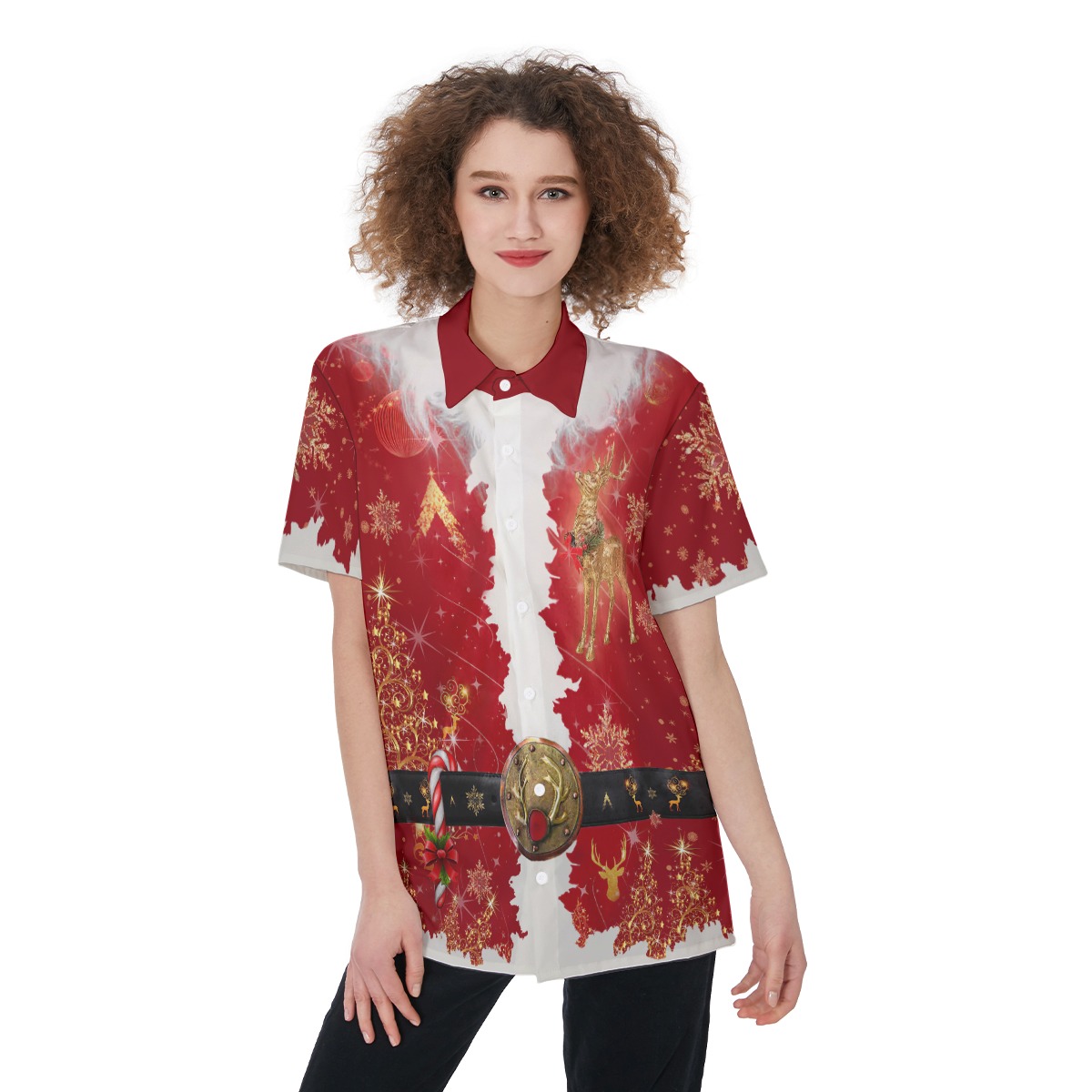 Christmas Santa Claus Costume Hawaiian Shirt For Women - variant image 1