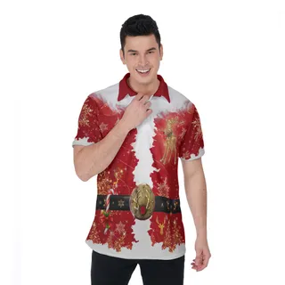 Santa Costume Christmas Hawaiian Polo Shirt For Men