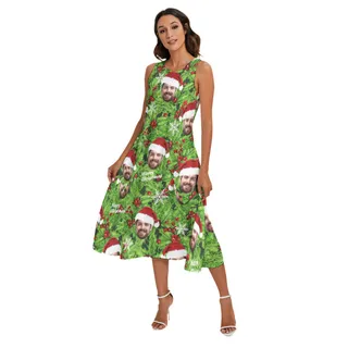 Women's Christmas Hawaiian Dress With Custom Face