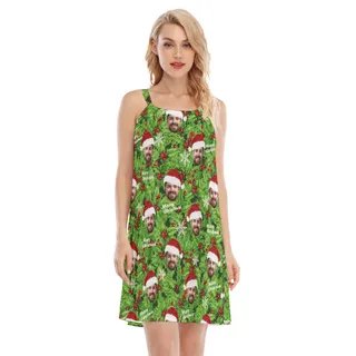 Women's Christmas Hawaiian Dress With Face Custom
