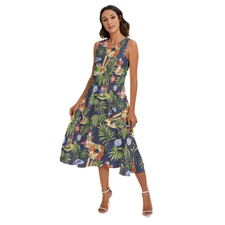 Snowman Christmas Tropical Aloha Dress With Pocket