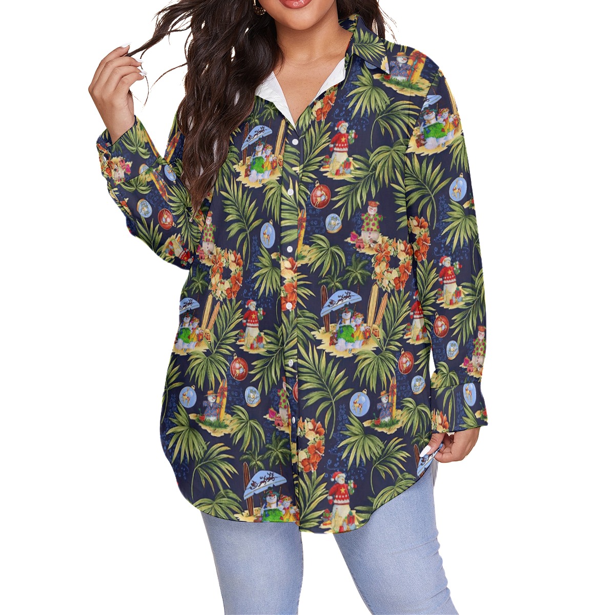 Cute Snowman Women's Christmas Aloha Plus Sized Shirt - variant image 1