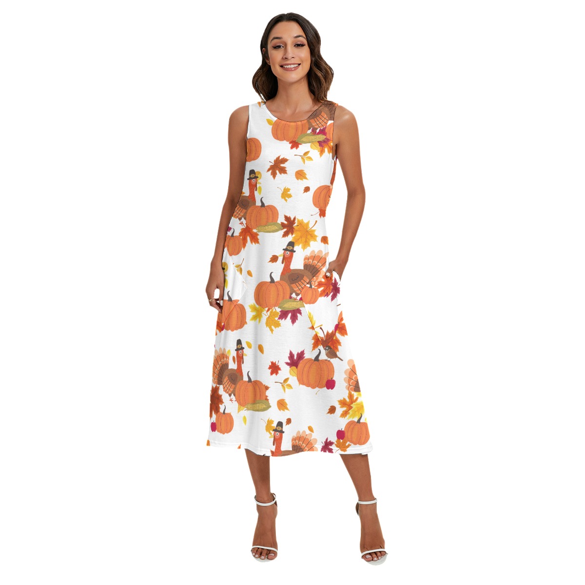 Thanksgiving Turkey Hawaiian Long Dress