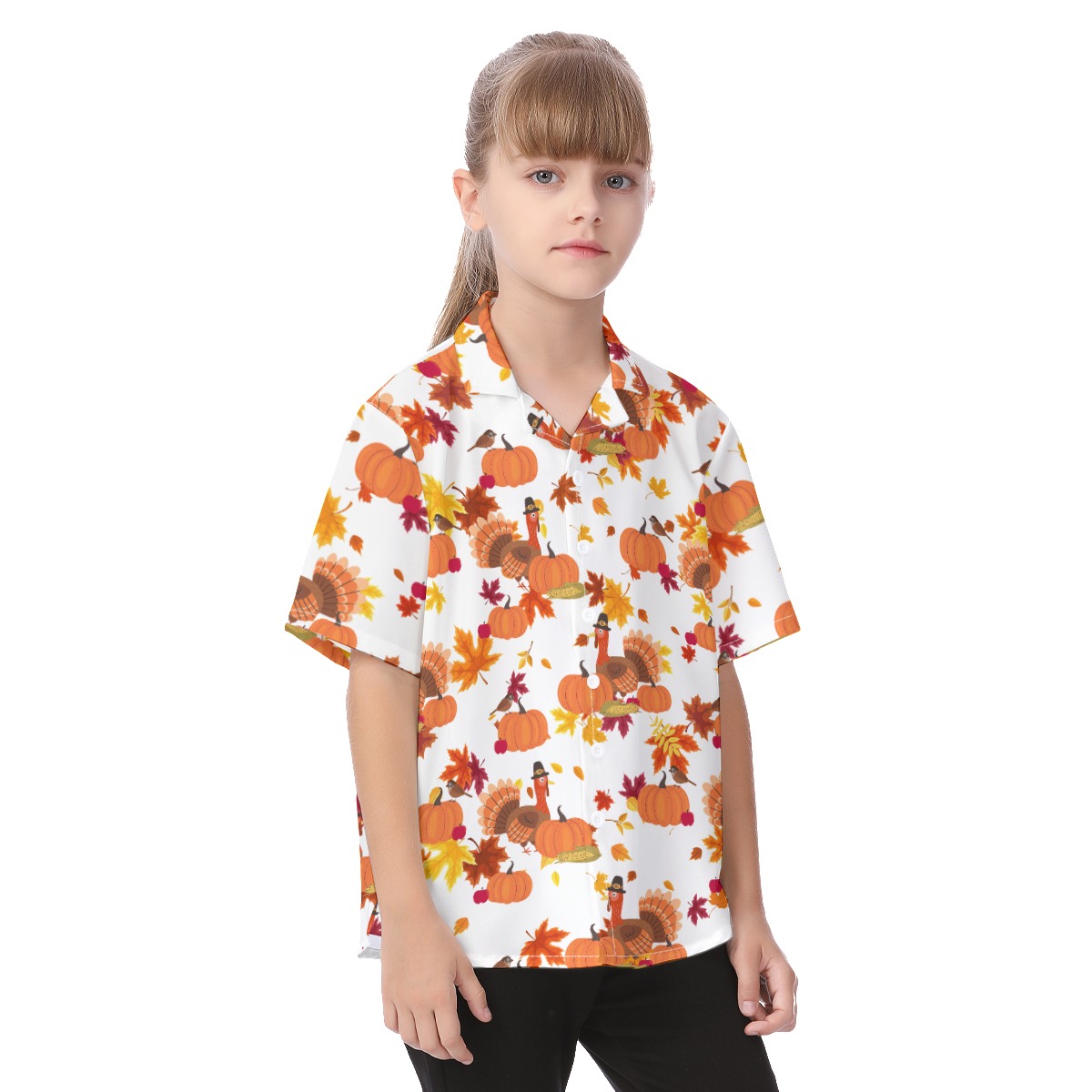 Cute Turkey Thanksgiving Hawaiian Shirt For Kids