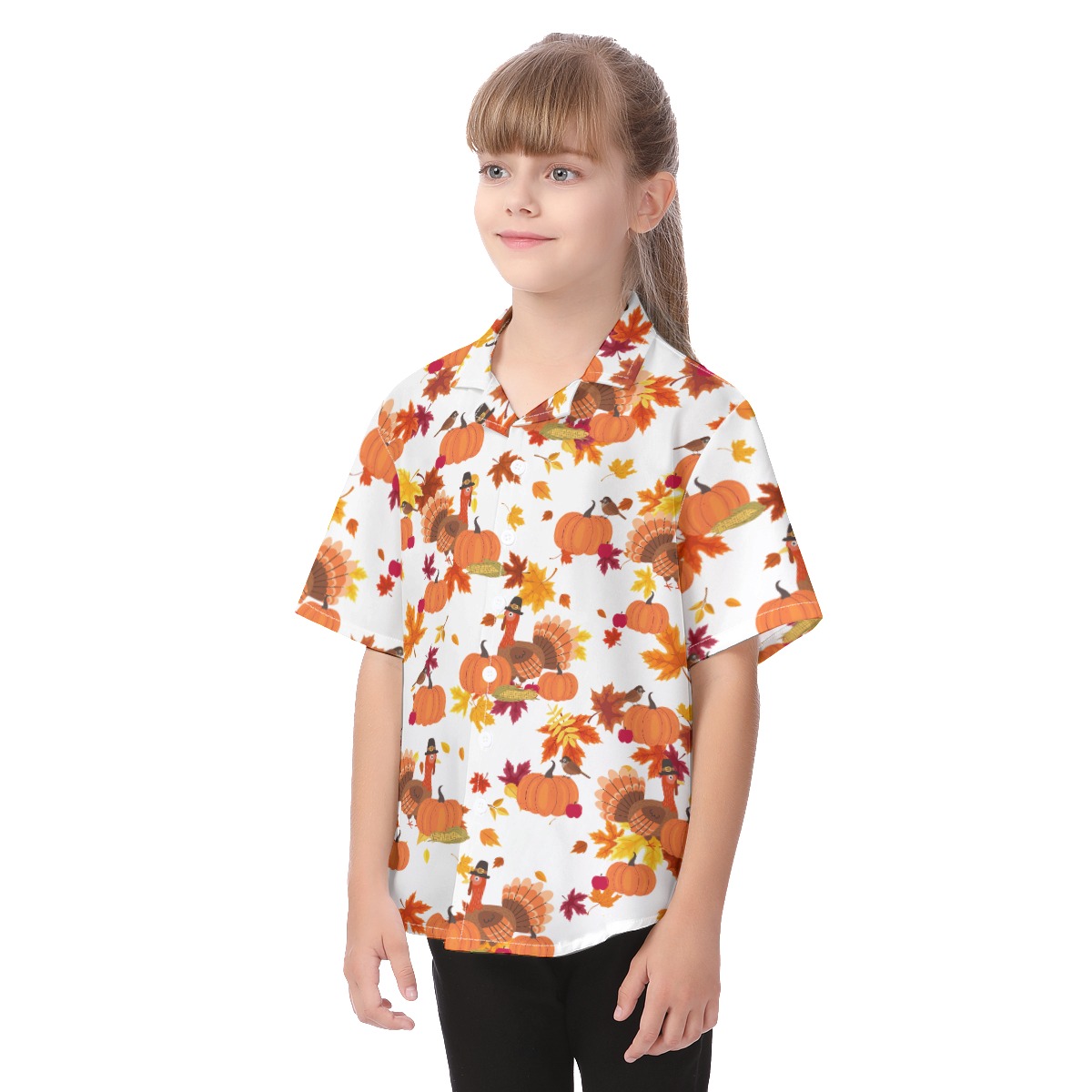 Cute Turkey Thanksgiving Hawaiian Shirt For Kids