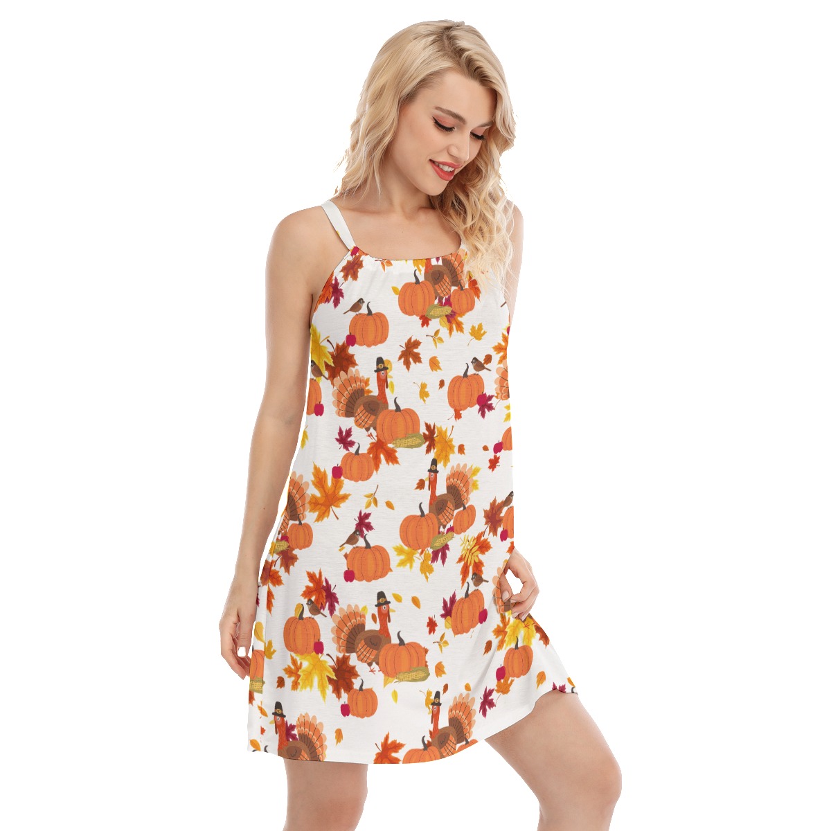 Cute Turkey Thanksgiving Hawaiian Cami Dress