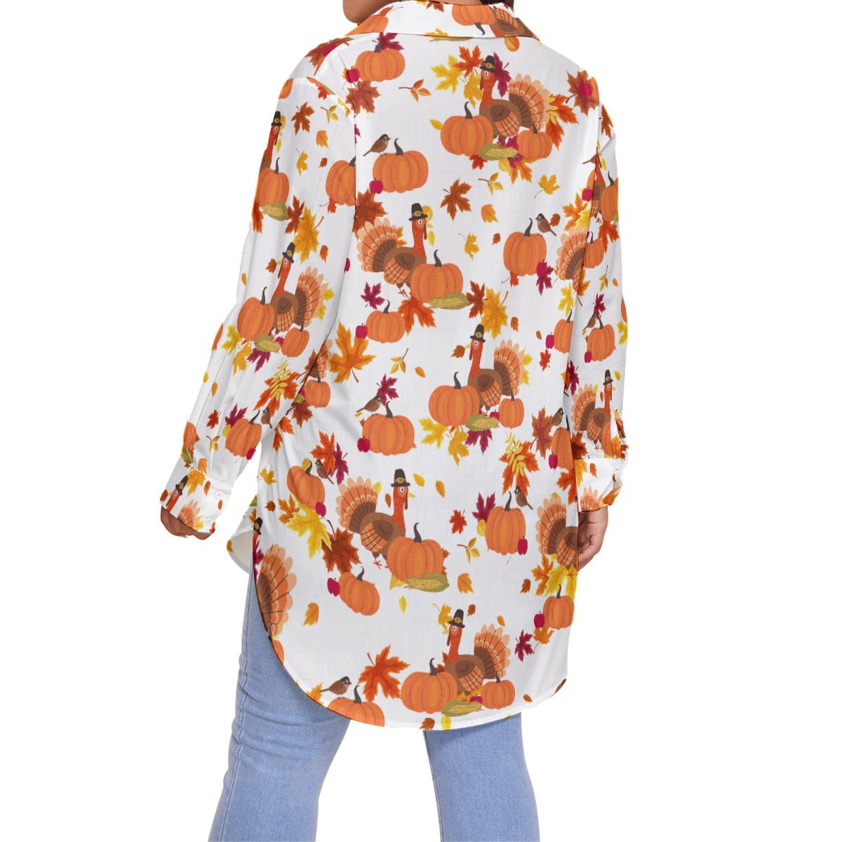 Turkey Thanksgiving Hawaiian Plus Sized Shirt For Women