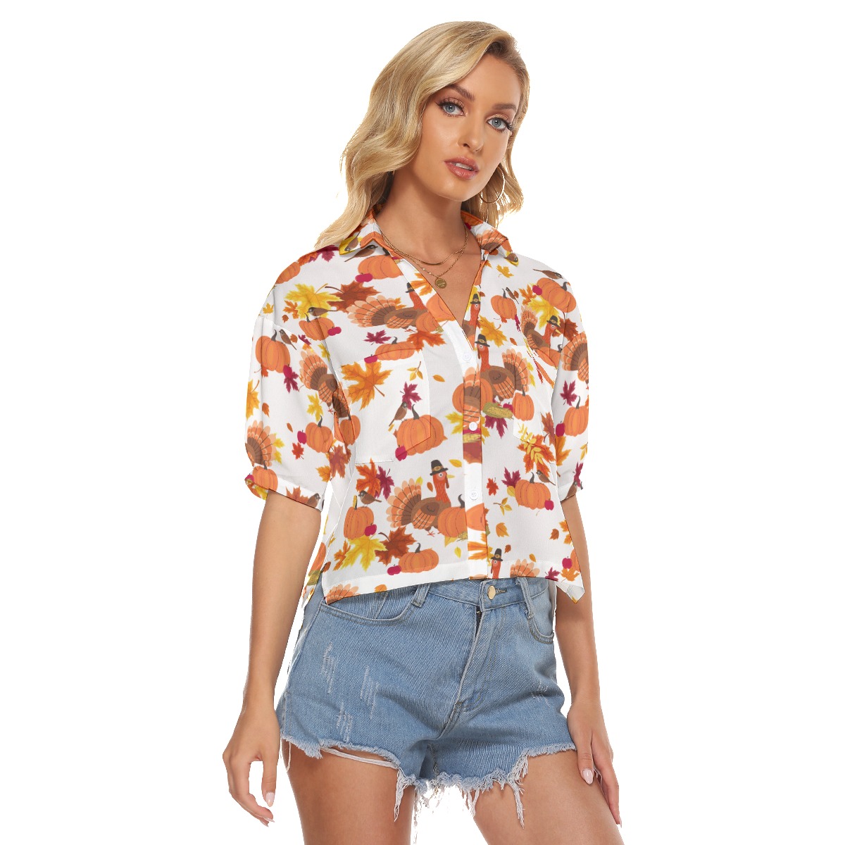 Thanksgiving Turkey Aloha Crop Top Shirt