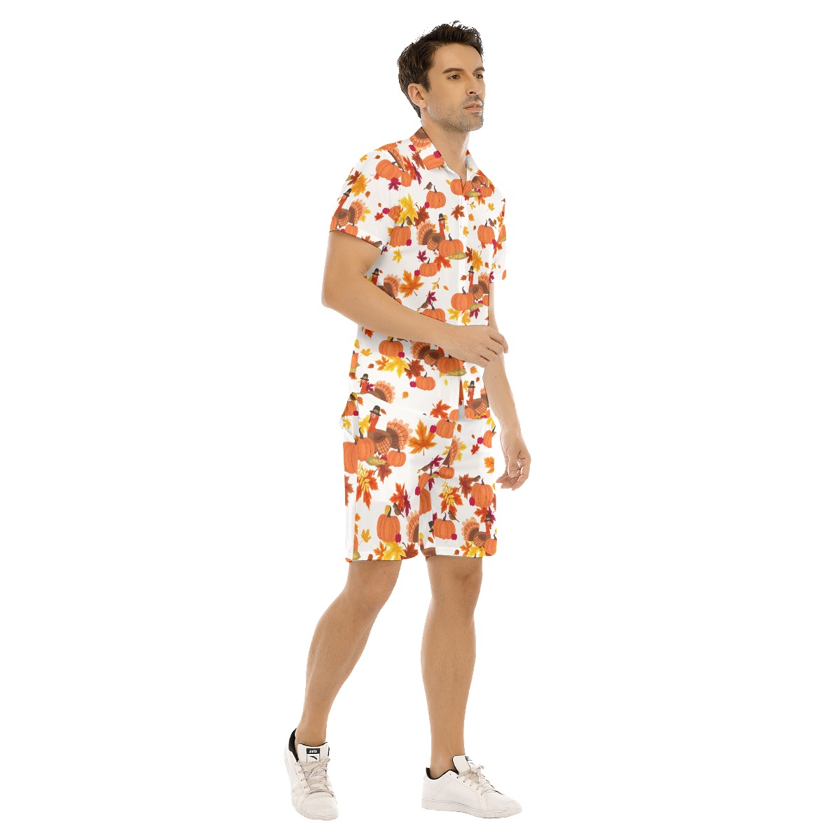 Set Turkey Thanksgiving Hawaiian Shirt And Shorts For Men