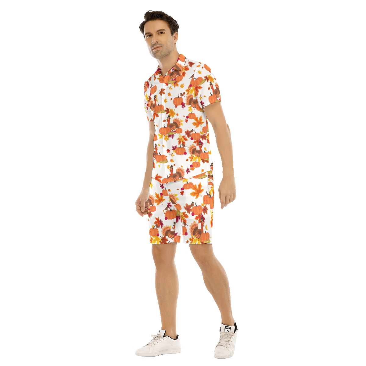 Set Turkey Thanksgiving Hawaiian Shirt And Shorts For Men