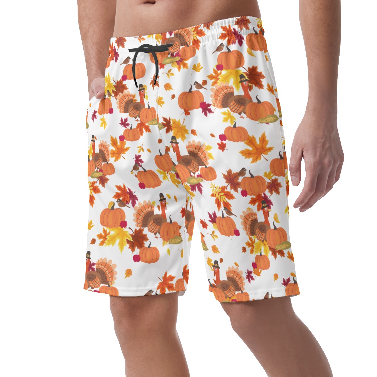 Thanksgiving Tukey Hawaiian Beach Shorts For Men