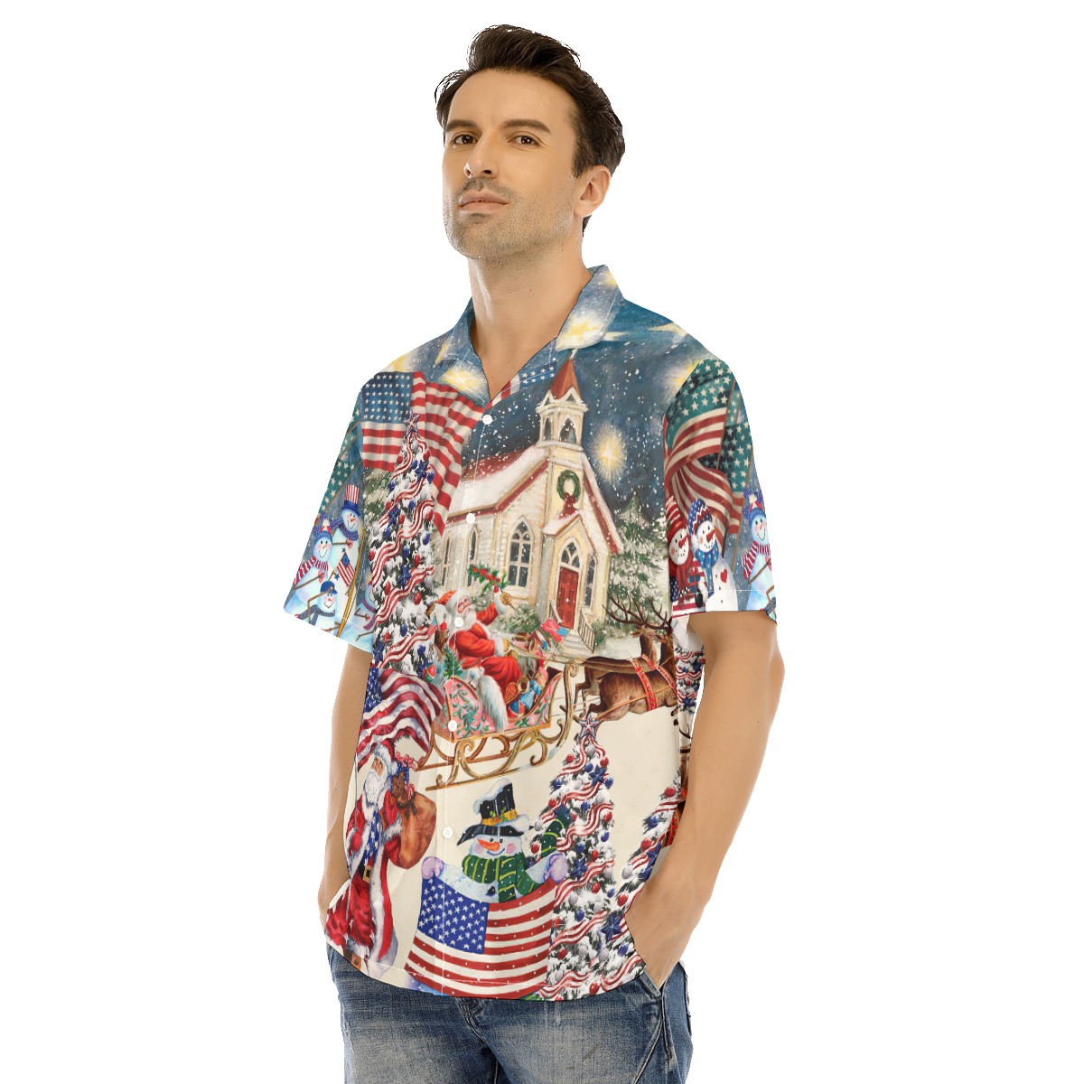 Santa Claus Patriotic Christmas Hawaiian Shirt