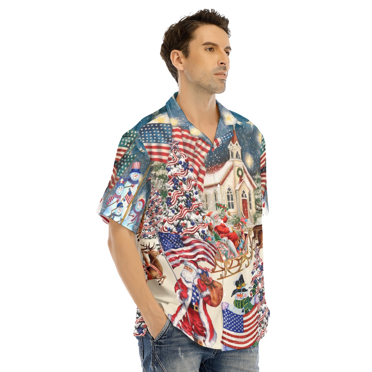 Santa Claus Patriotic Christmas Hawaiian Shirt