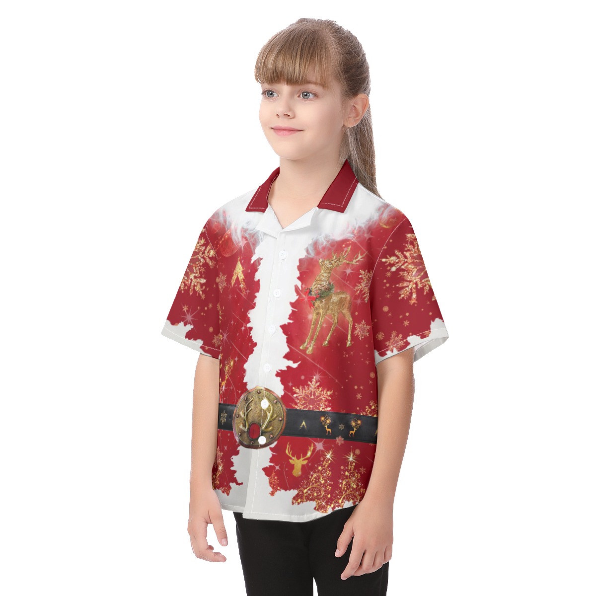 Cute Santa Claus Costume Christmas Hawaiian Shirt For Kids