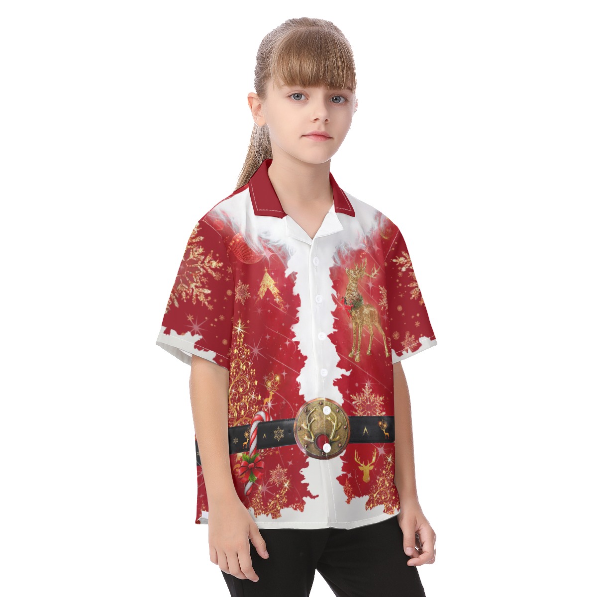 Cute Santa Claus Costume Christmas Hawaiian Shirt For Kids