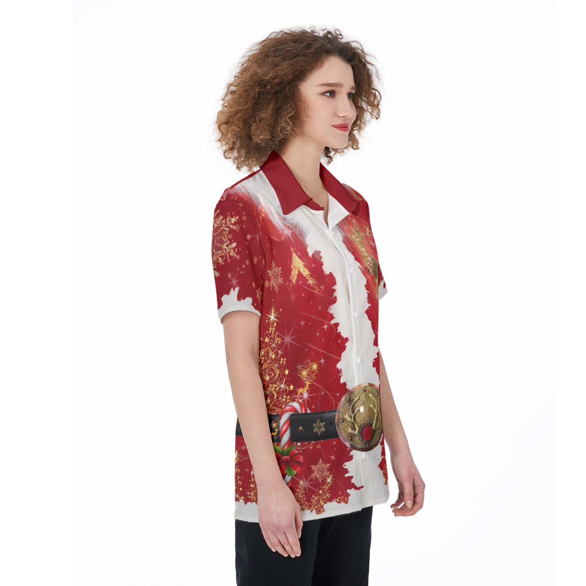 Christmas Santa Claus Costume Hawaiian Shirt For Women