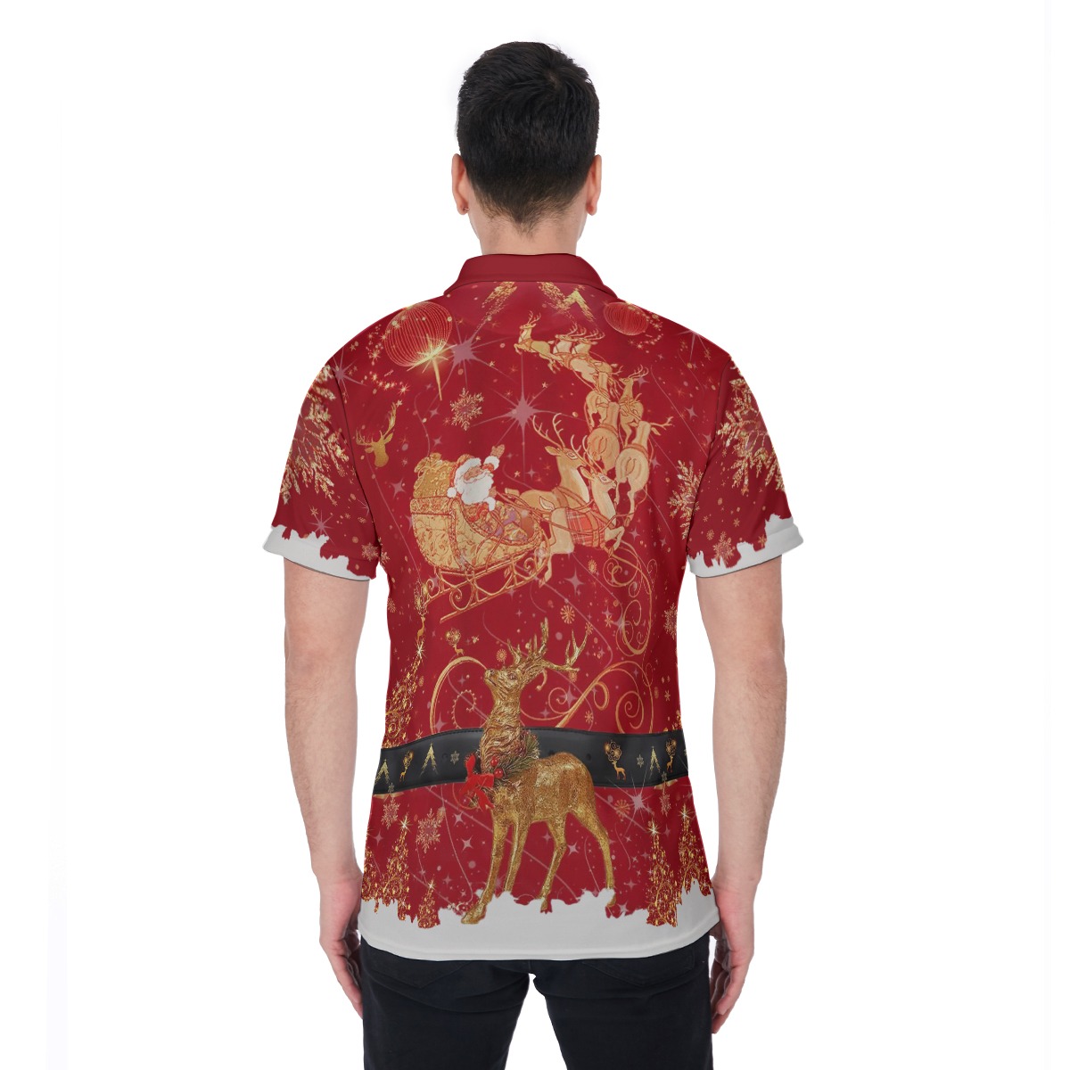 Santa Costume Christmas Hawaiian Polo Shirt For Men