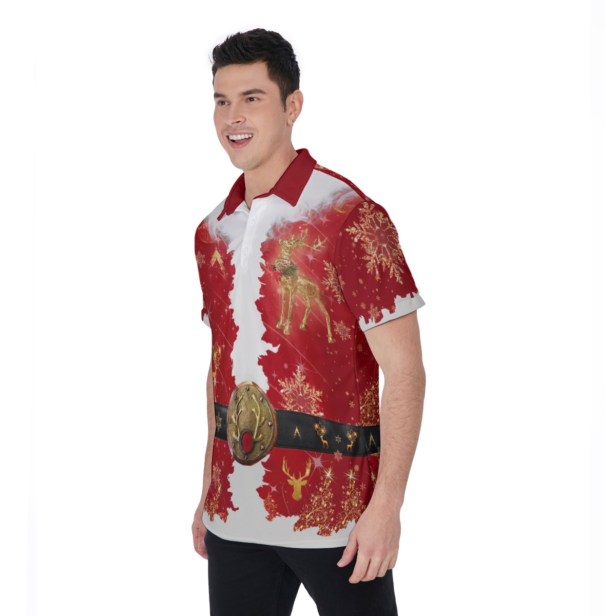 Santa Costume Christmas Hawaiian Polo Shirt For Men