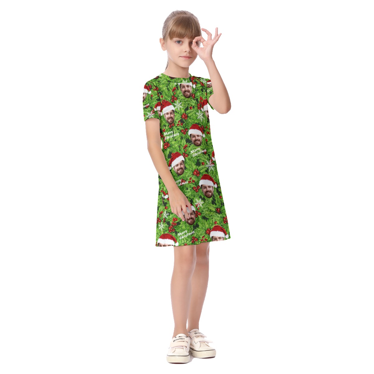 Custom Face Christmas Hawaiian Dress For Girls