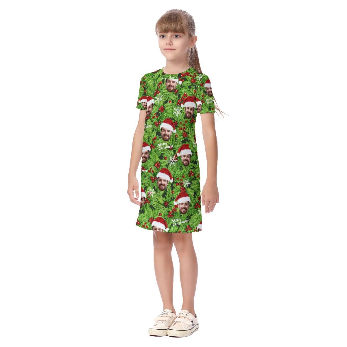 Custom Face Christmas Hawaiian Dress For Girls